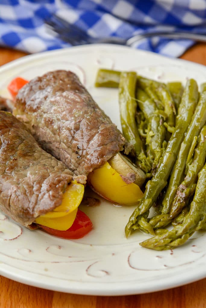 Instant pot or Foodi Keto Steak Rolls and Asparagus