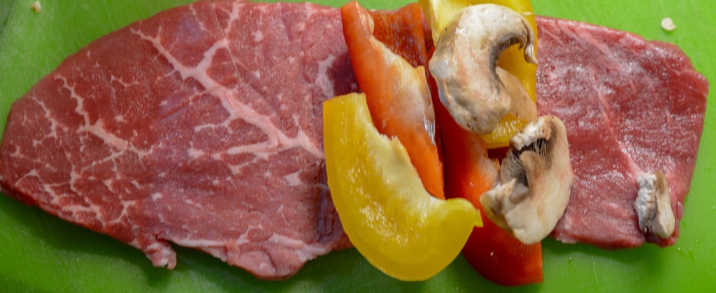 roll peppers in steak