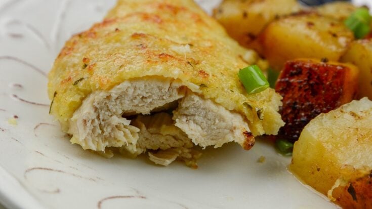 Ninja Foodi Garlic and Parm crusted chicken with roasted potatoes
