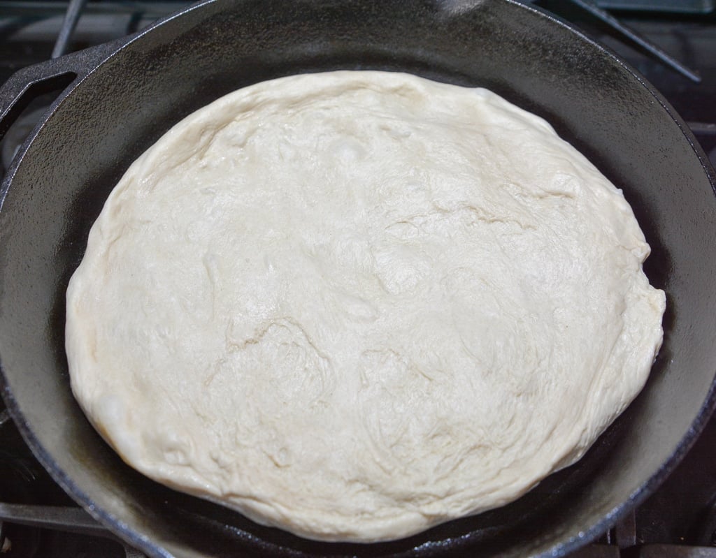 dough in skillet
