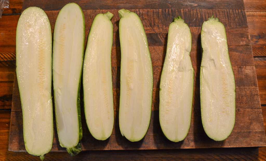 zucchini boats half and scooped