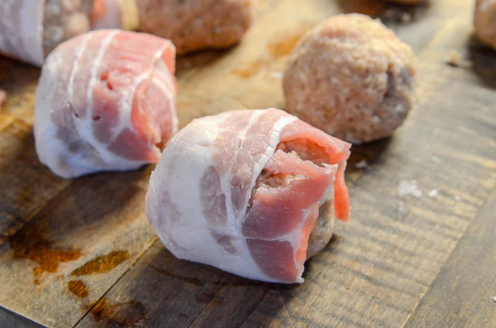Bacon Wrapped Chicken Meatballs