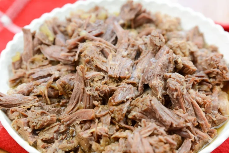 shredded beef in a bowl