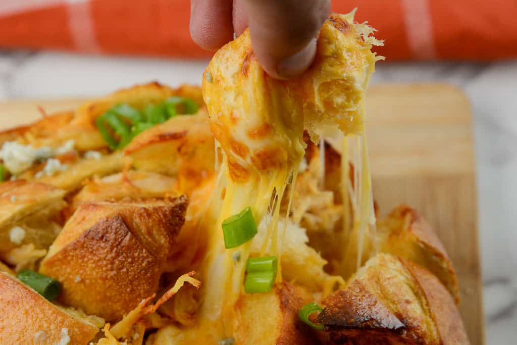 Air Fryer Buffalo Chicken Pull Apart Bread