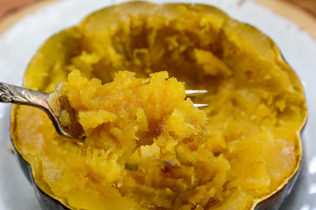 candied squash with fork