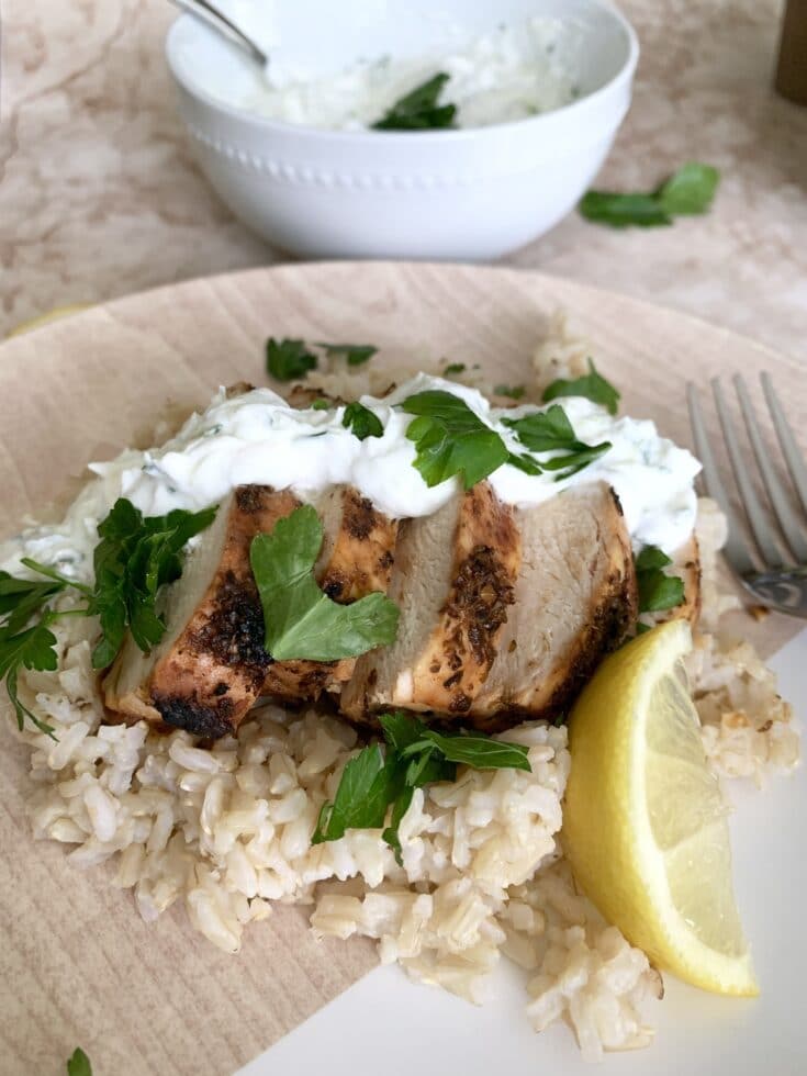 Grilled Greek Lemon Chicken With Creamy Tzatziki Sauce