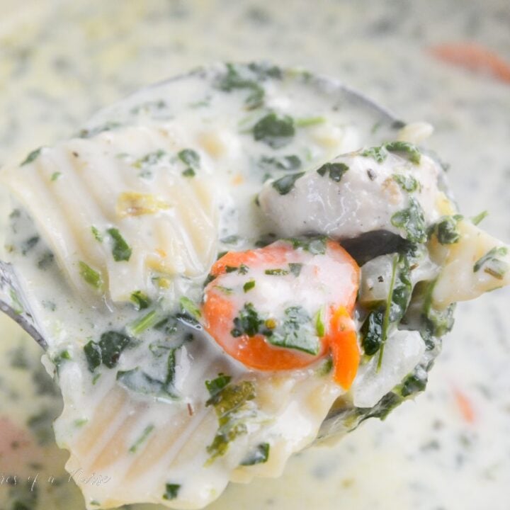 White chicken Lasagna Soup