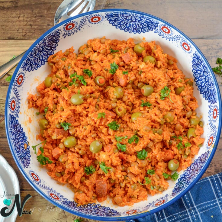 arroz-Con-Grandules in a bowl.