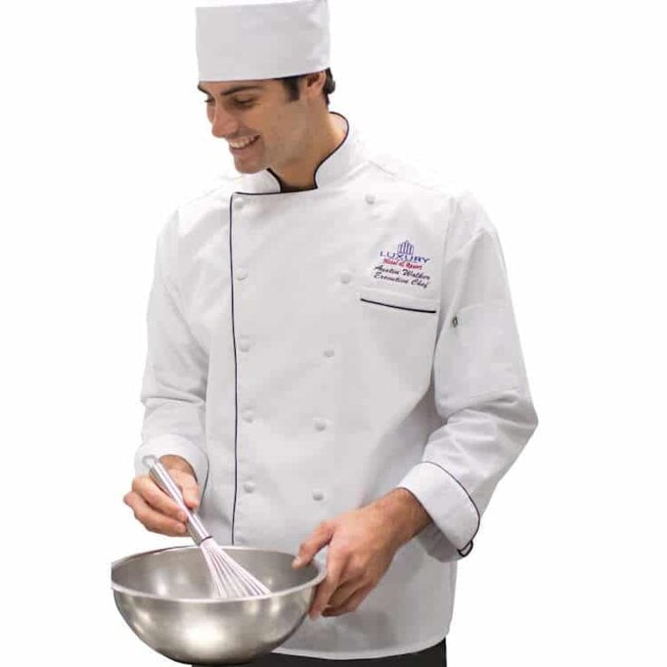 Image for Edwards Classic Twelve Cloth Button Chef Coat with Black Piping
