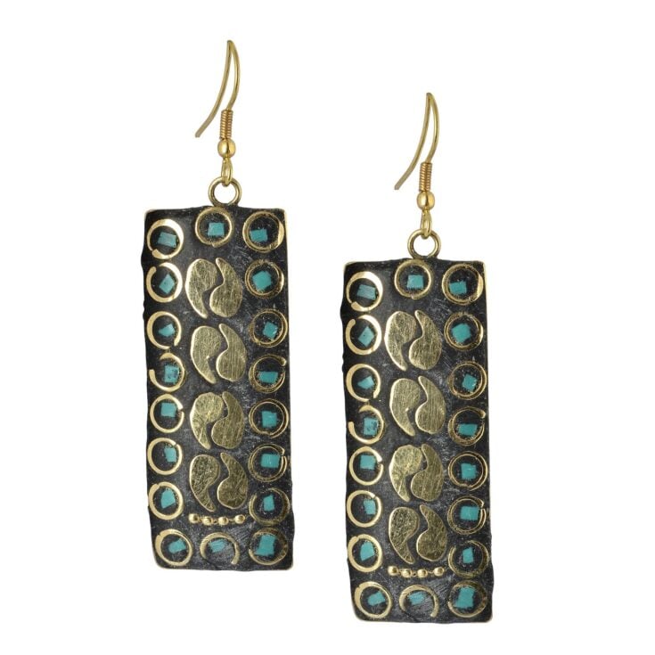 Image for Golden Mosaic Indian Dangle Earrings