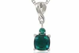 Image for Created Emerald & Diamond Birthstone Pendant