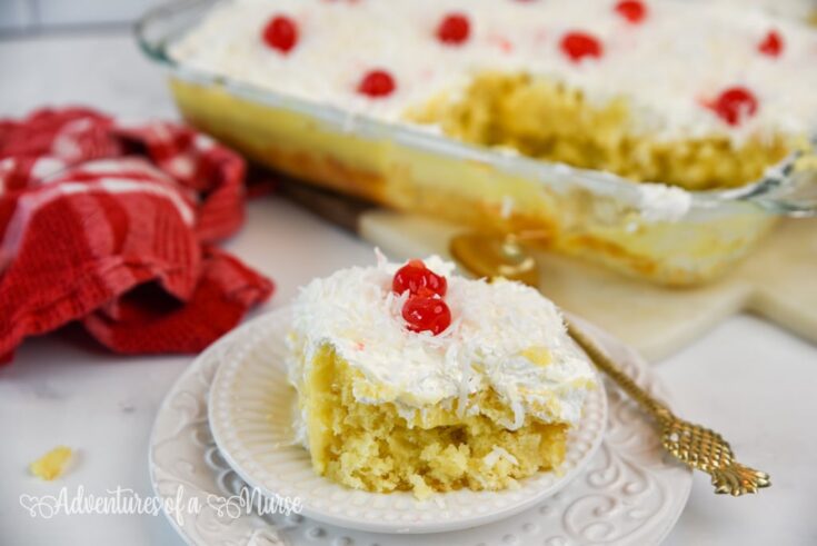 Pina colada cake plated