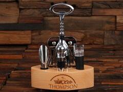 Image for STAINLESS-STEEL 6-PC WINE ACCESSORY SET WITH WOOD HOLDER