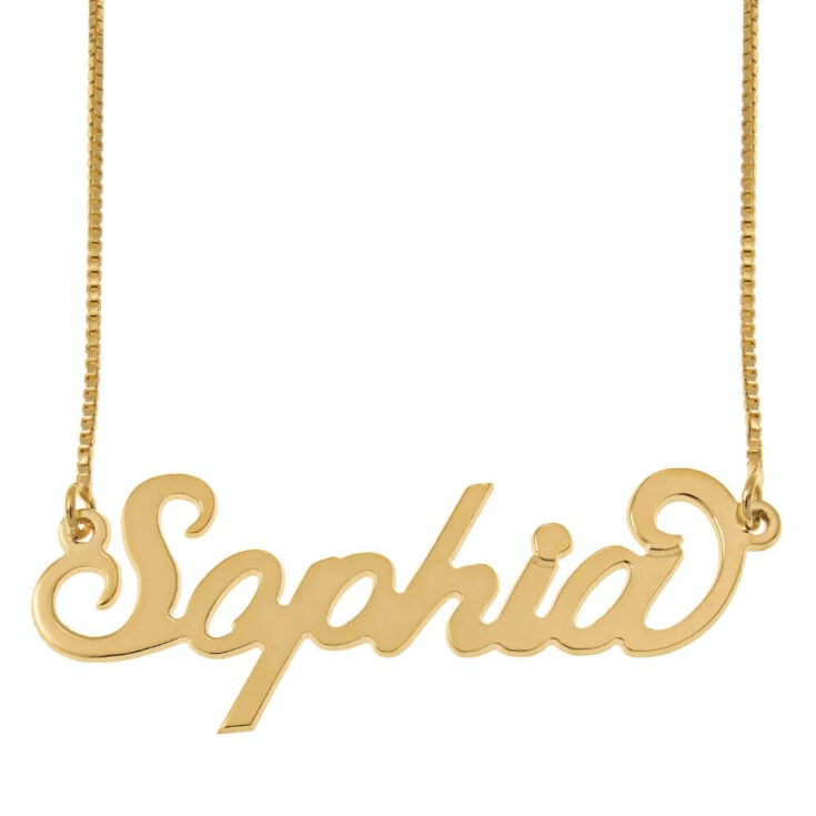 Image for Carrie Name Necklace with Box Chain in 18k Gold Plating over 925 Sterling Silver | JOYAMO