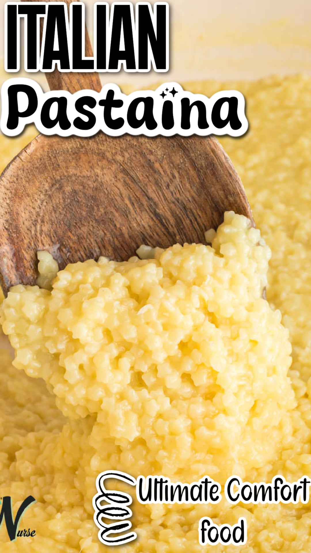 Pastina on a wood spoon