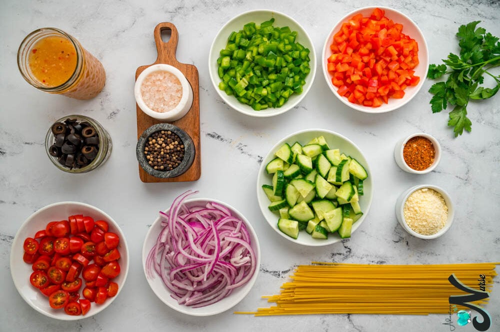 Spaghetti-Pasta-Salad-Ingredients