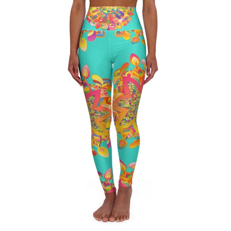 Image for High Waisted Mandala Art Yoga Leggings - Turquoise/GoldXS