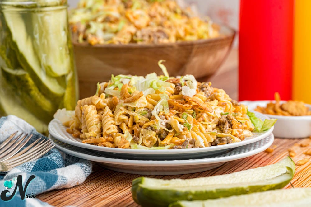 big-mac-pasta-salad-on-a-plate