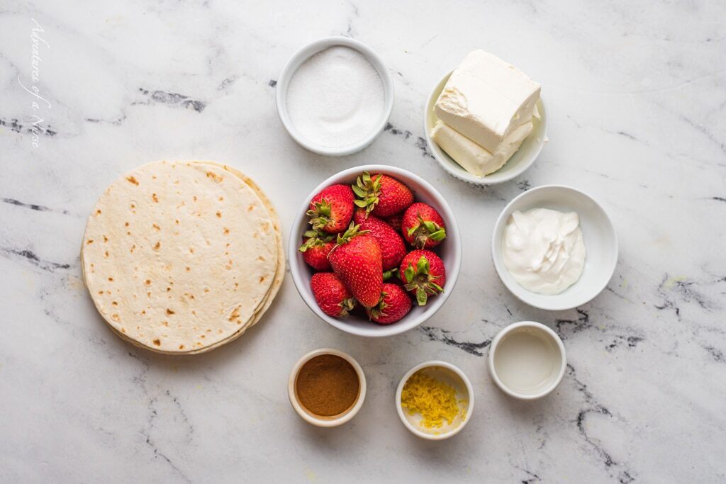 Ingredients for Air Fryer Strawberry Chimichangas