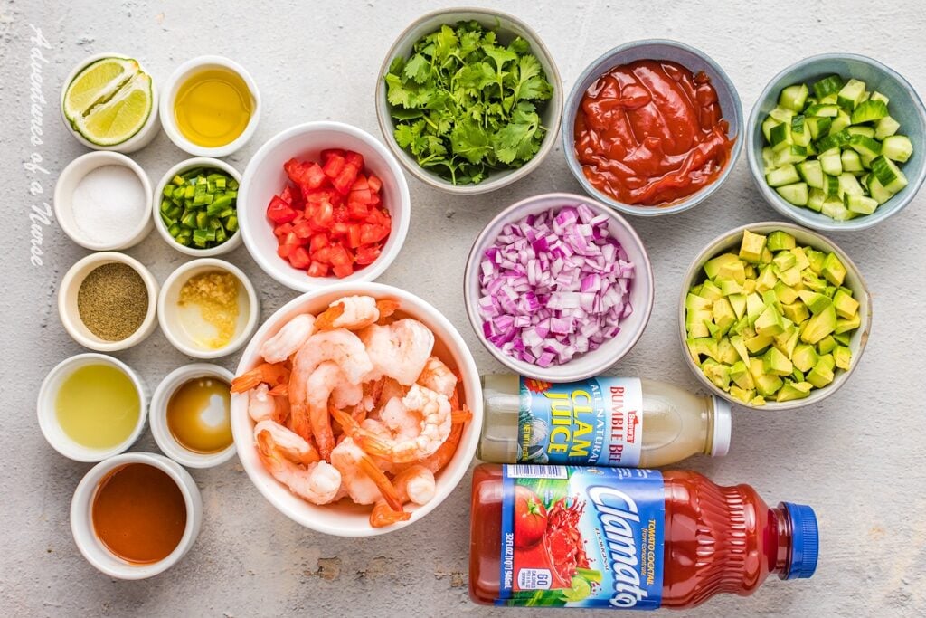 Ingredients for Mexican Shrimp Cocktail