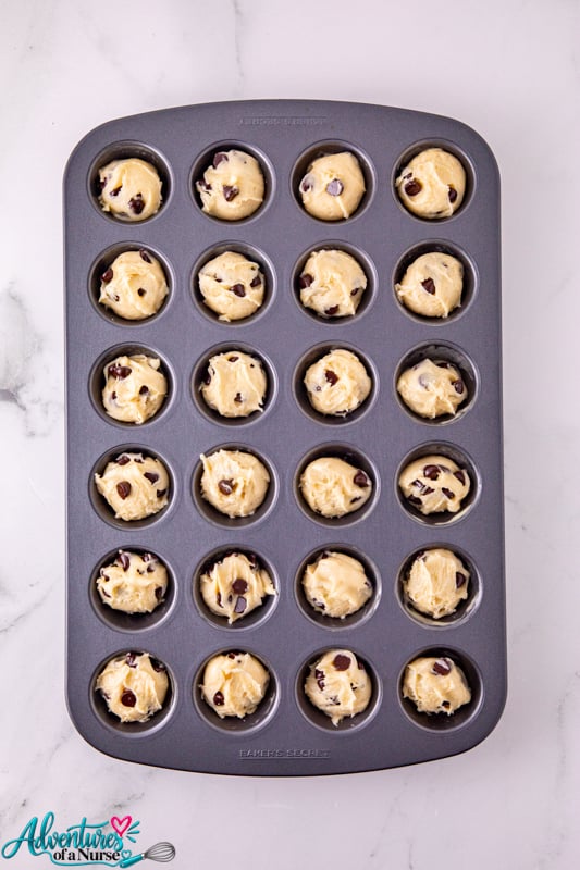 cookie dough in muffin pan