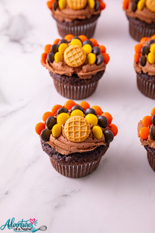 feathers on cupcakes