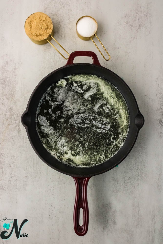 remove and cool melted butter in skillet
