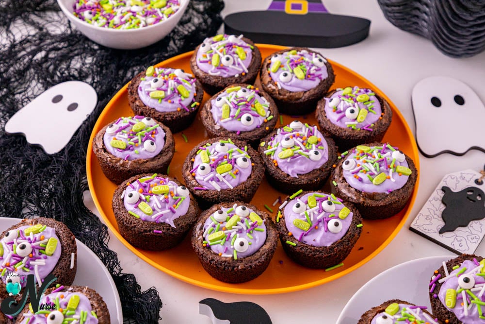 witch cauldron brownies decorated